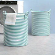 Foldable striped laundry baskets by Simples Market, teal and white, 2-pack