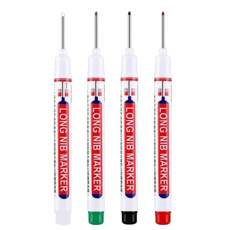 Simples Market four-pack long nib marker set with white bodies and assorted caps (white, green, black, red)