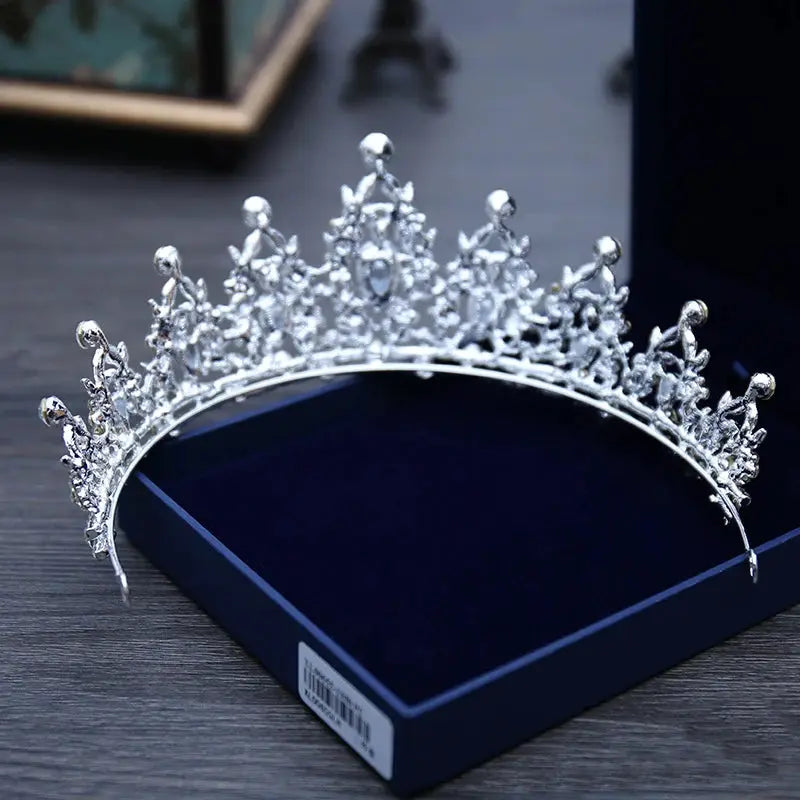 Crystal Wedding Tiara For Bride Silver Color Bridal Crown Diadem Veil Tiaras Hair Accessories Head Jewelry