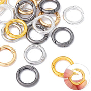 Alloy open-spring ring buckle set, 10 pcs by Simples Market; silver, gold and gunmetal circular keychain rings
