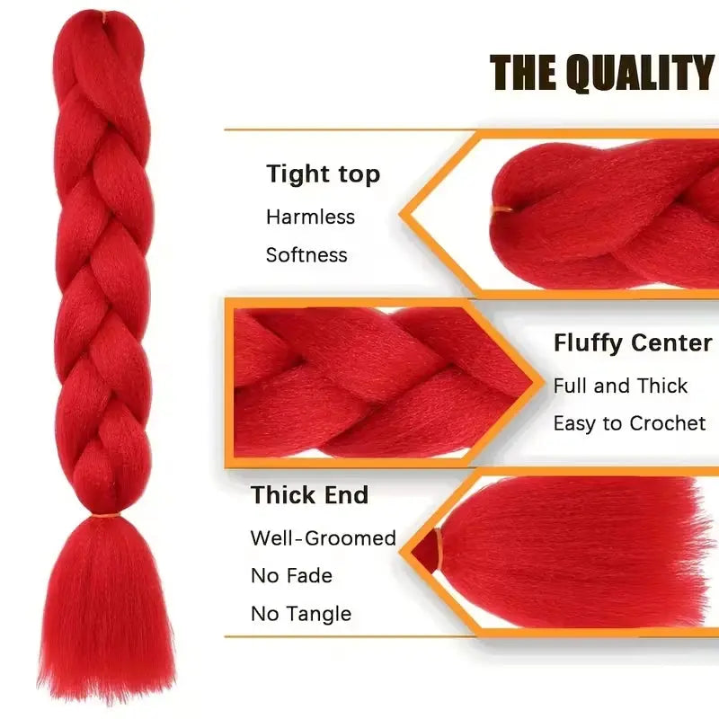 24 Inch Synthetic Long Box Braiding Hair Extensions Yaki Straight Texture For Women Dreadlocks