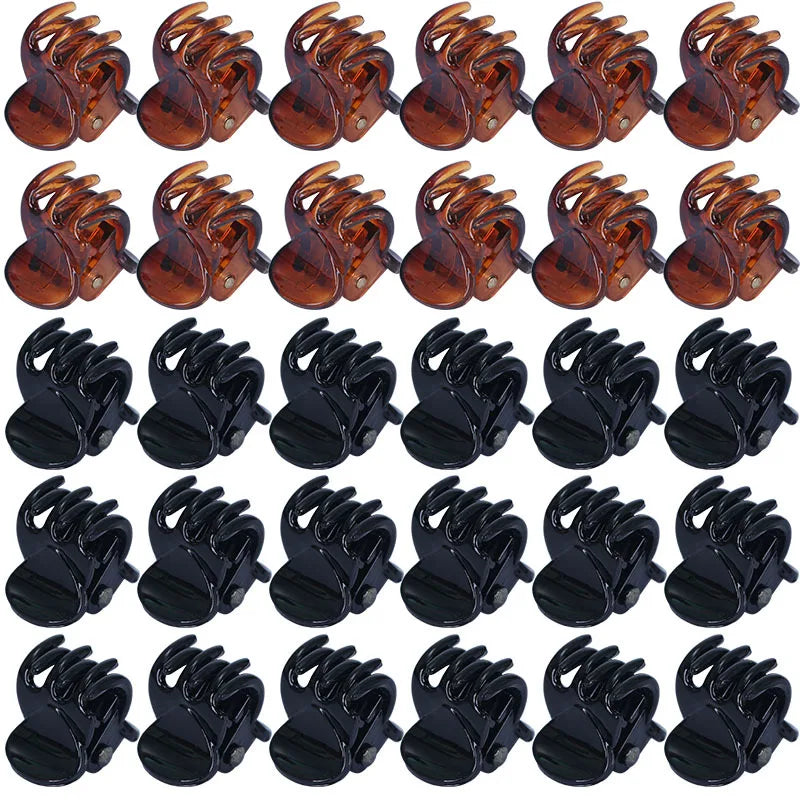 NovaHair Small Hair Claw Clips 1.5cm Assorted Black Brown Transparent Mini Claws For Kids And Women Secure Hold
