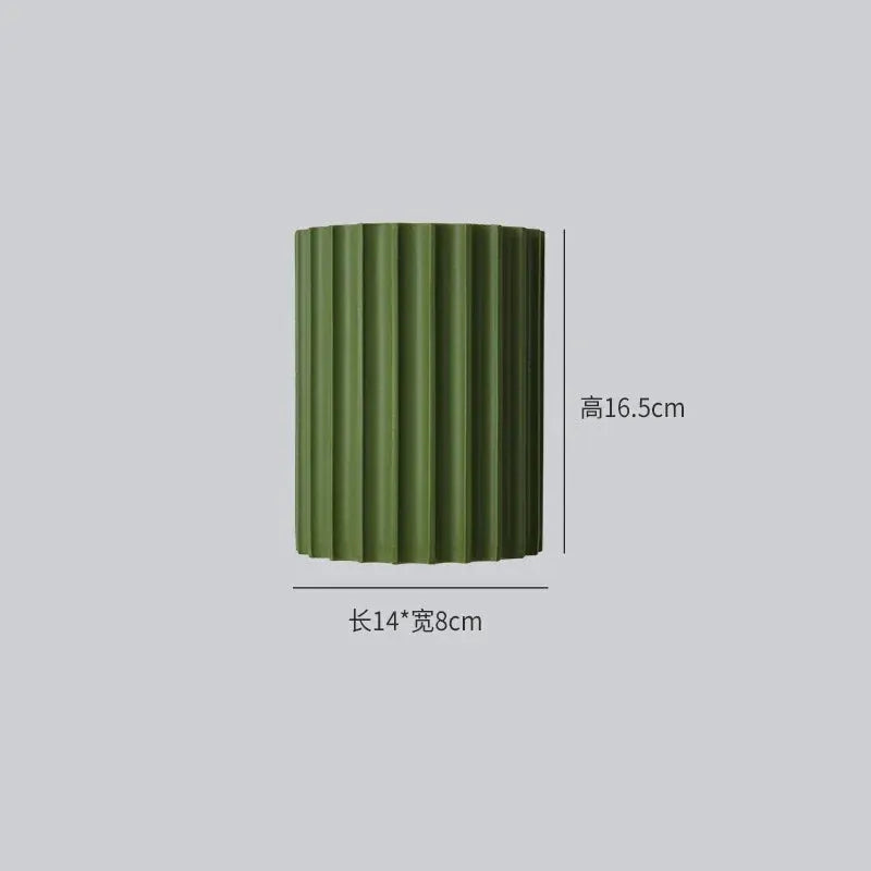 Simples Market Nordic green resin wall lamp, ribbed cylindrical design, 16.5 cm tall, 14×8 cm