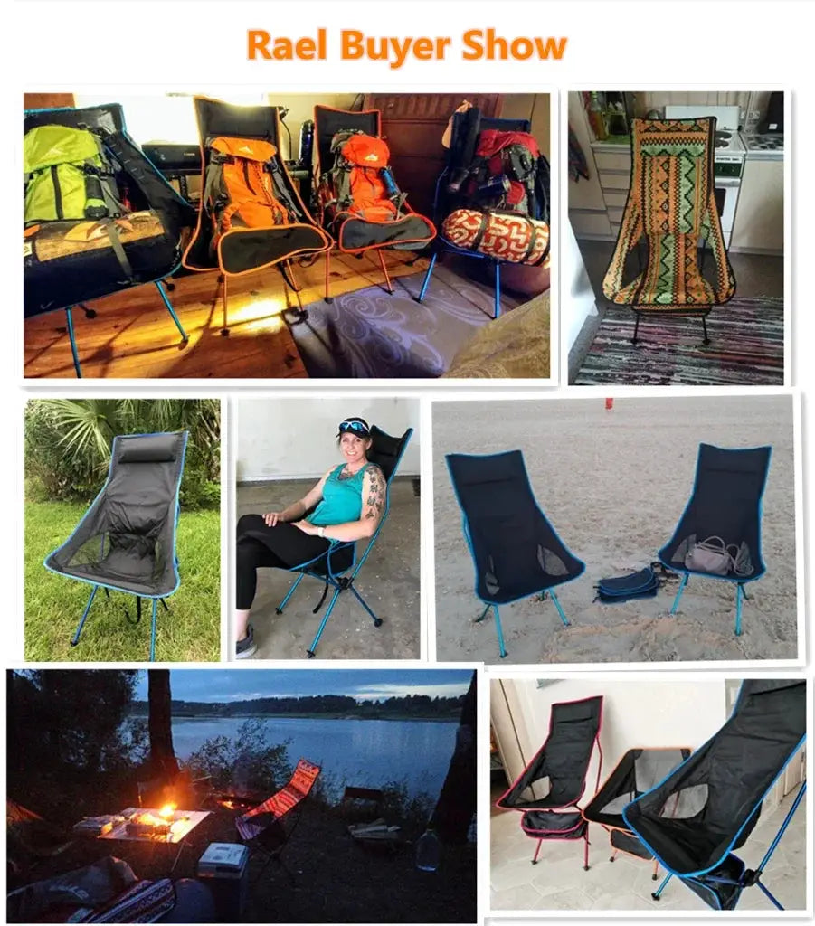 Simples Market ultralight folding chair with blue frame, portable detachable camping chair for outdoor use