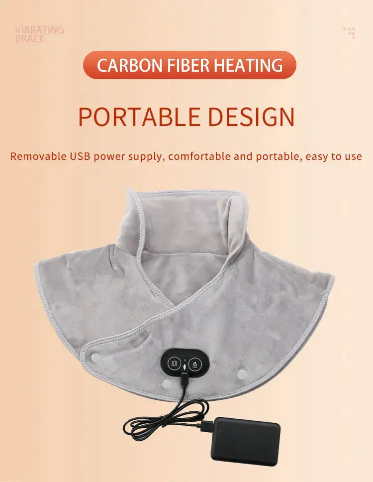 Simples Market gray electric neck and shoulder heating wrap with detachable USB power supply and three-gear control panel