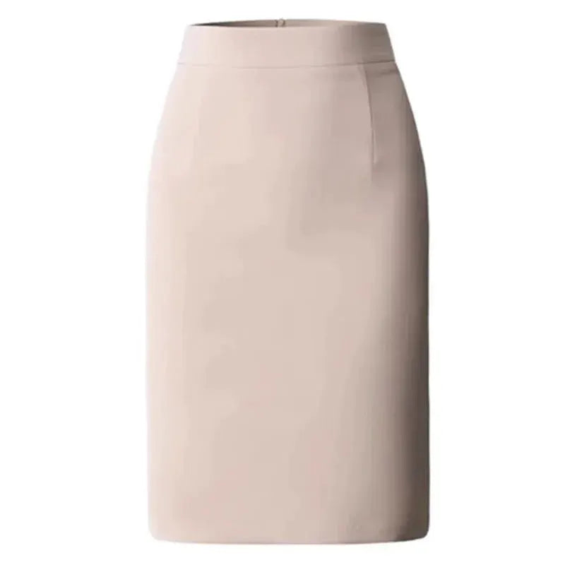 Pencil skirt by Simples Market, beige high-waisted midi, solid color for office wear