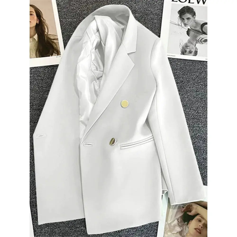 PrestigeLine Women Suit Blazer Elegant Coat For 2025 Spring And Autumn Korean Luxury Double Breasted Jacket Office Ready