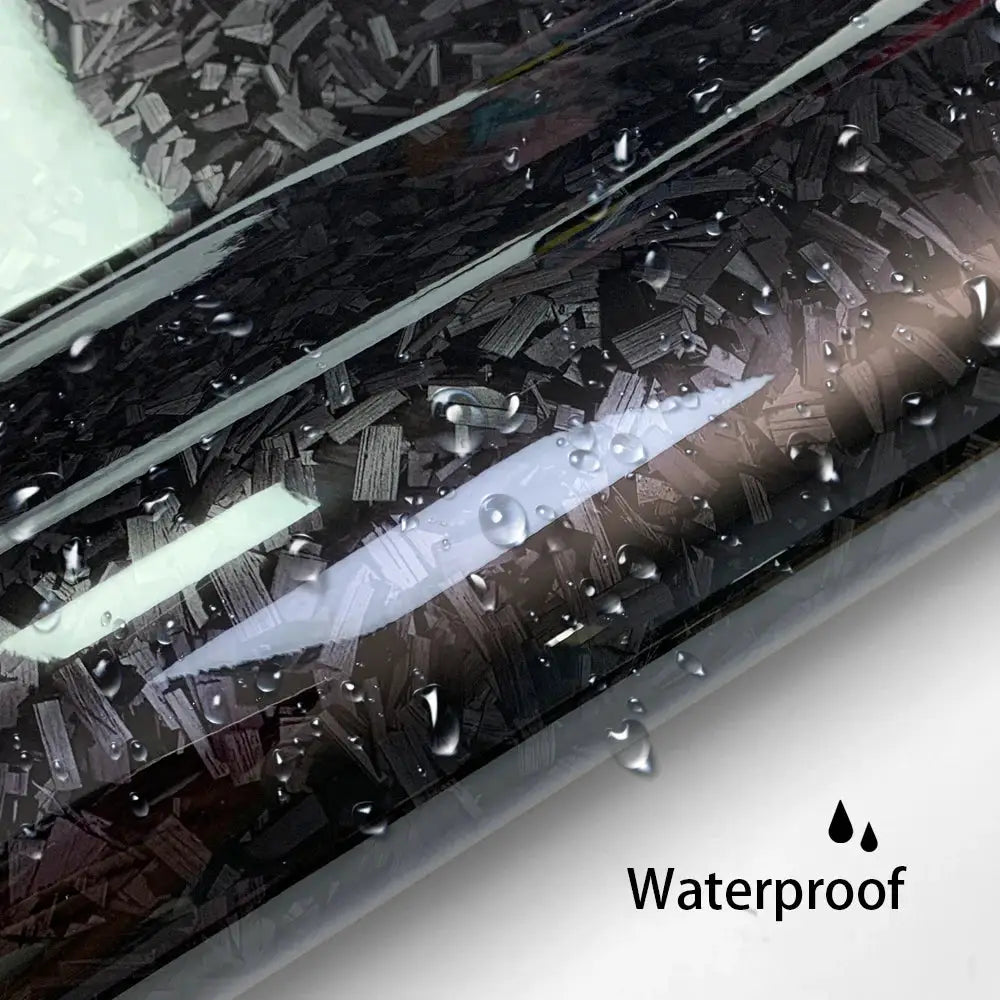 Carbon fiber glossy black car vinyl wrap film, self-adhesive and waterproof.