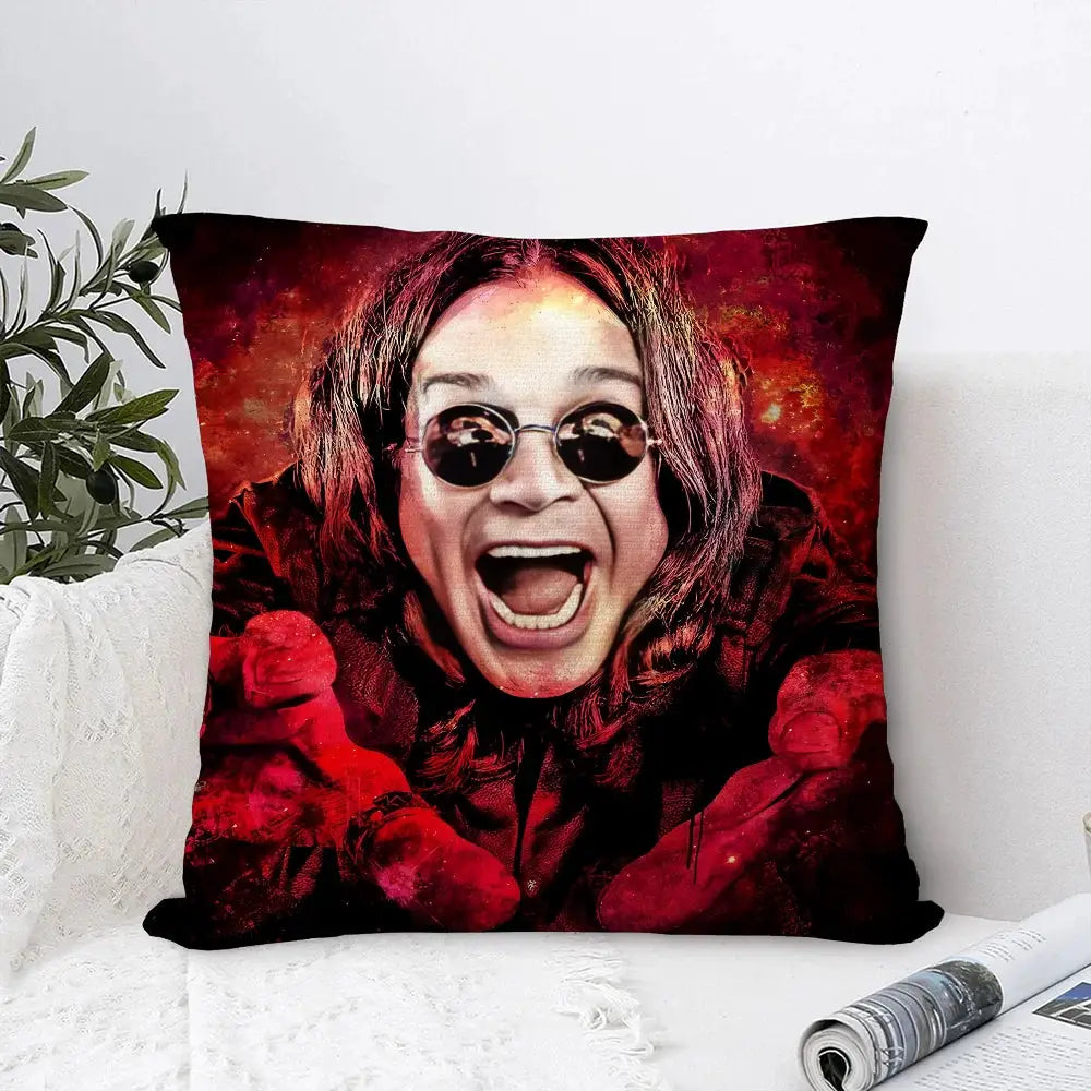Pillow cover by Simples Market, square plush cushion with double-sided red-toned portrait print