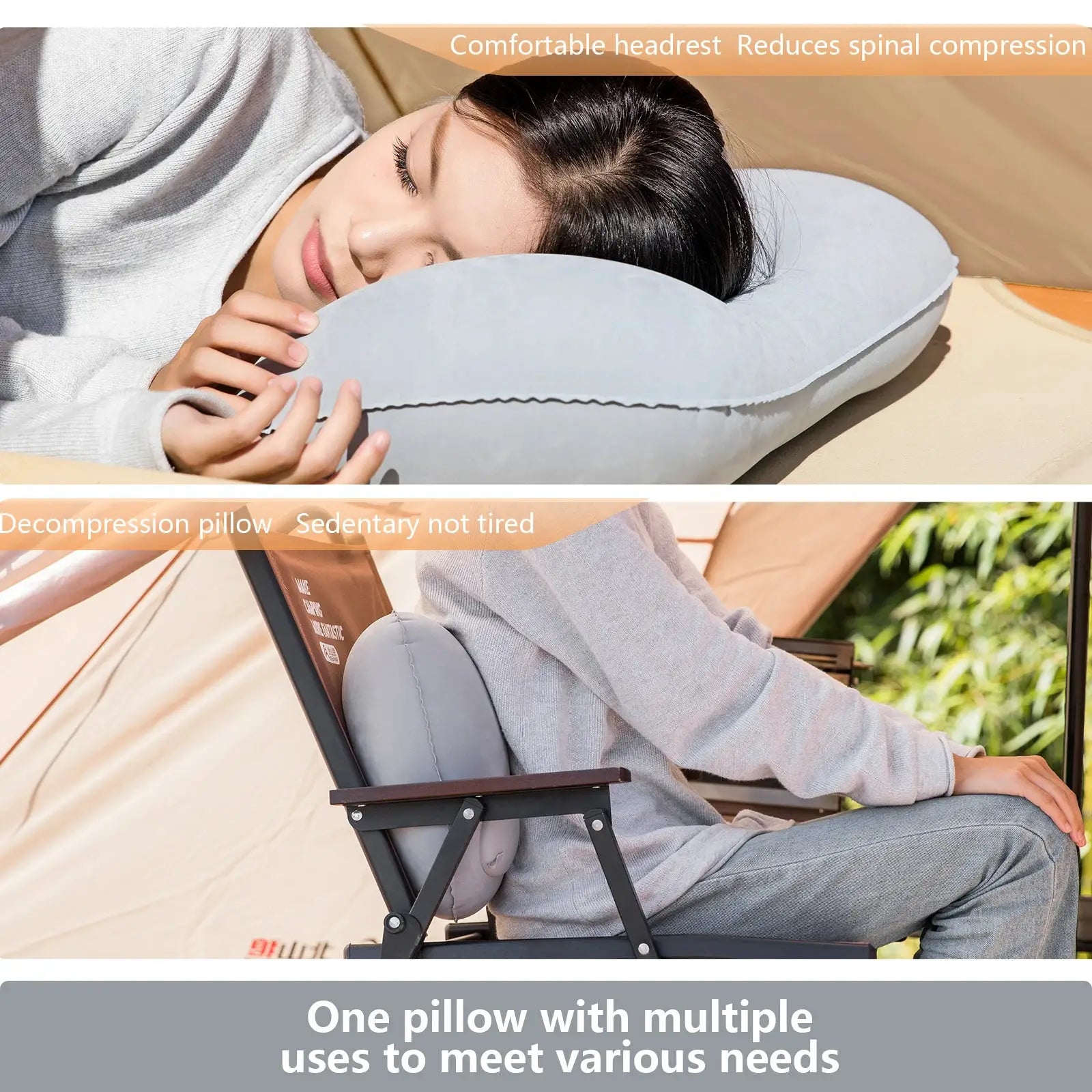 BISINNA Camping Inflatable Pillow Ultralight Portable Travel Hiking Pillow For Neck And Lumbar Support