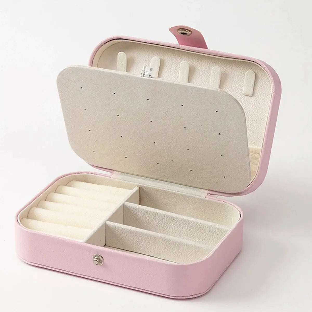 Portable Mini PU Leather Jewelry Box Velvet Lined Travel Case For Rings Earrings Necklaces Organizer