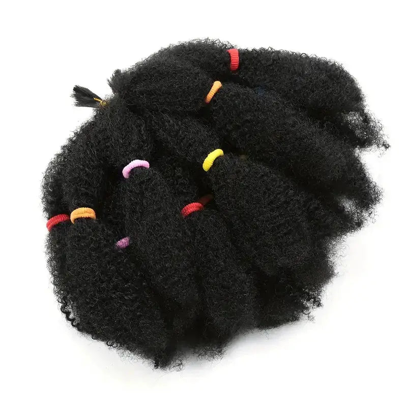 Simples Market Afro Kinky Bulk Hair 12in synthetic braiding hair, 1 pack of 10 strands in black with colorful bands