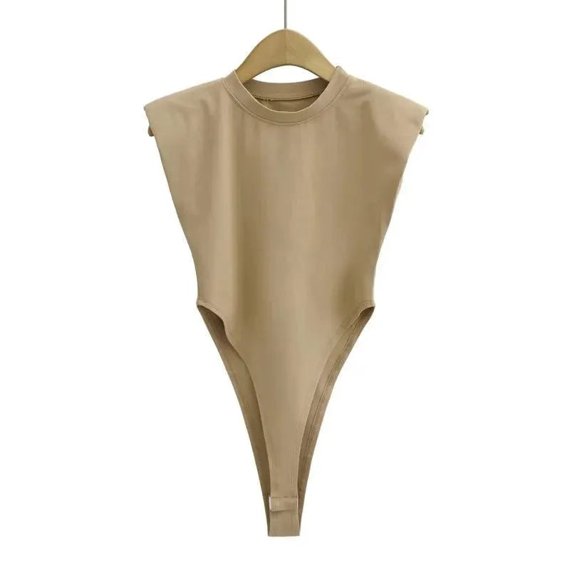 NovaForm Women Bodysuit With Padded Shoulders High Stretch Polyester Elastane Blend Sleeveless Slim Bodycon