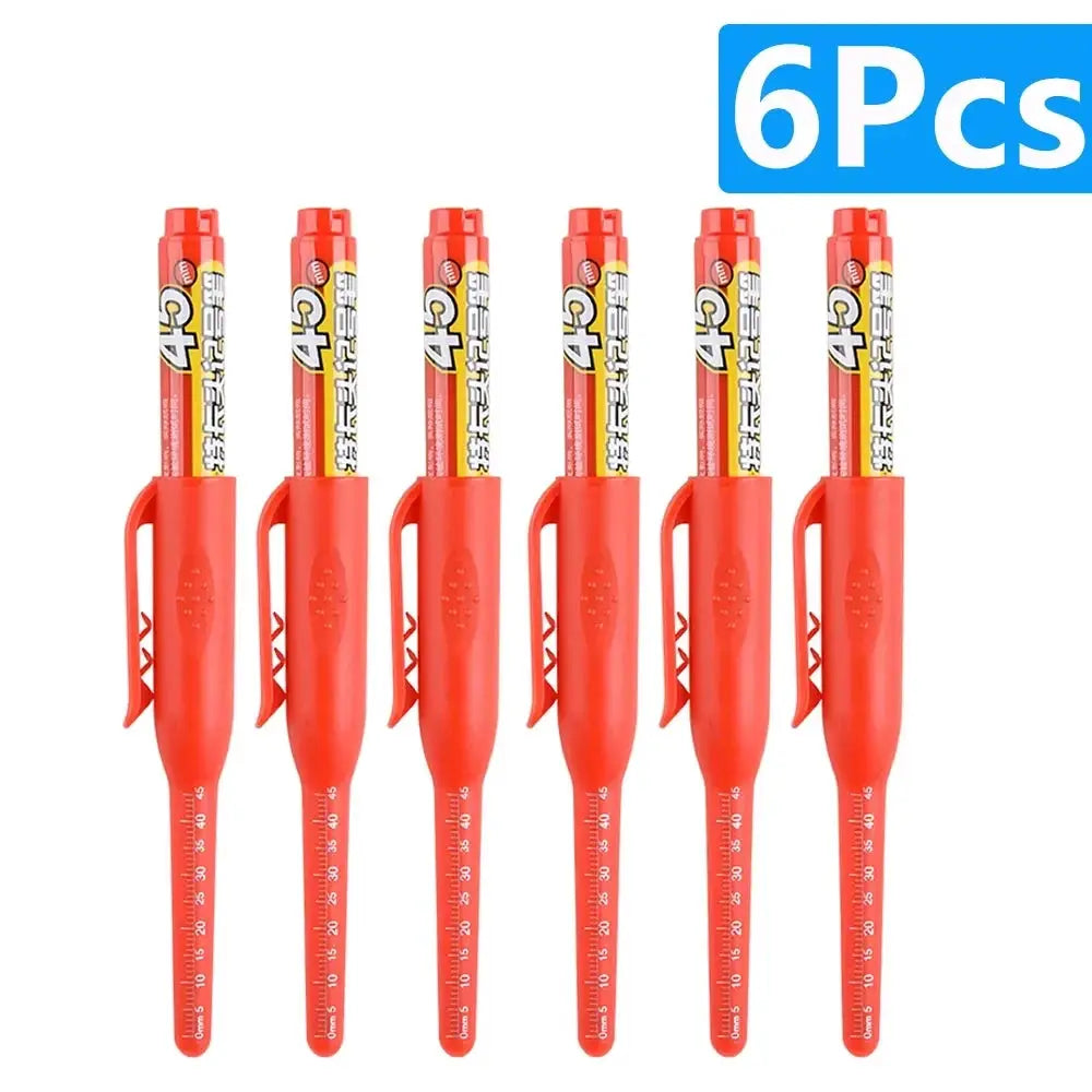 45mm Waterproof Long Head Marker Pen for Deep Hole Marking Tile Carpentry Woodworking Multi Purpose Ink Black Blue Red