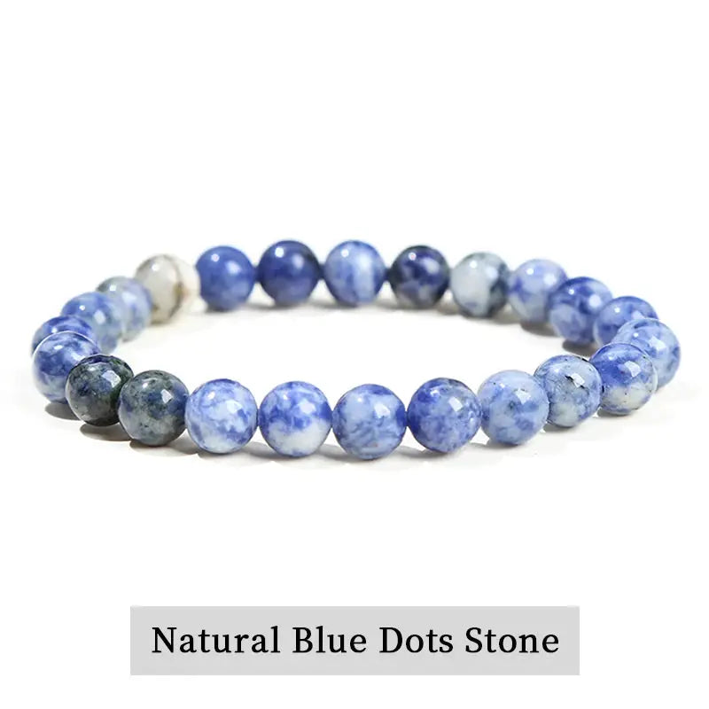 JD Natural Stone Beads Bracelet Amethyst Tiger Eye Crystal Quartz Agate Unisex Bangle Reiki Healing Jewelry Gift