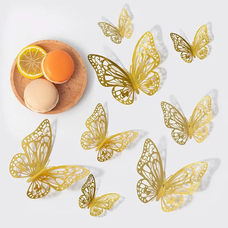 12 Piece Set 3D Hollow Butterfly Wall Stickers For Wedding Decor Children Room Living Room Kids Bedroom DIY