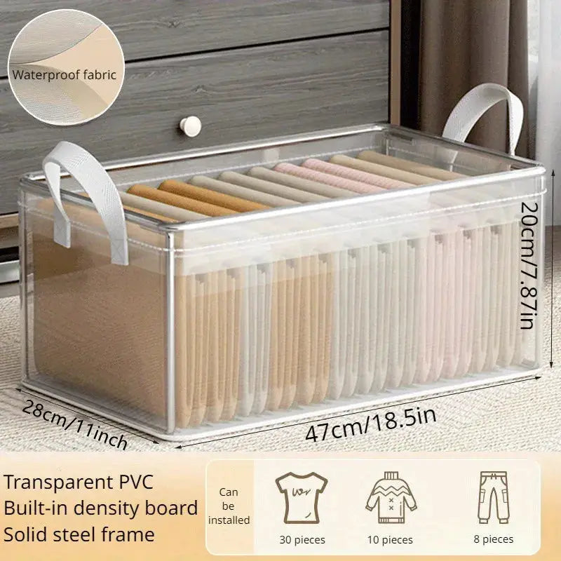 Transparent PVC Storage Box With Solid Steel Frame Waterproof Underwear Organizer For Home And Dormitory