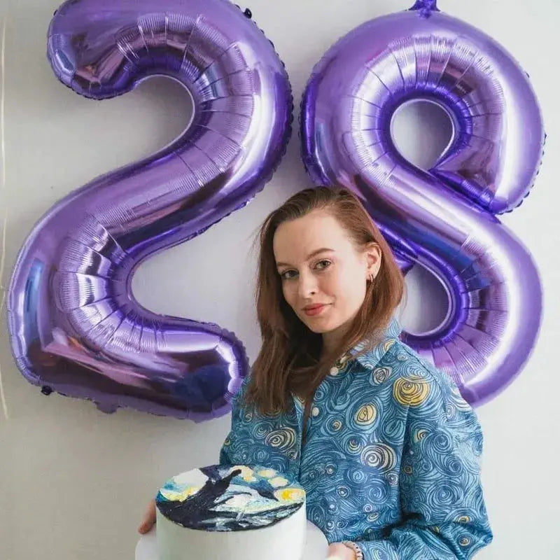 32 Inch Purple Number Balloons Foil For Birthday Party Decoration 1 2 3 Years Old