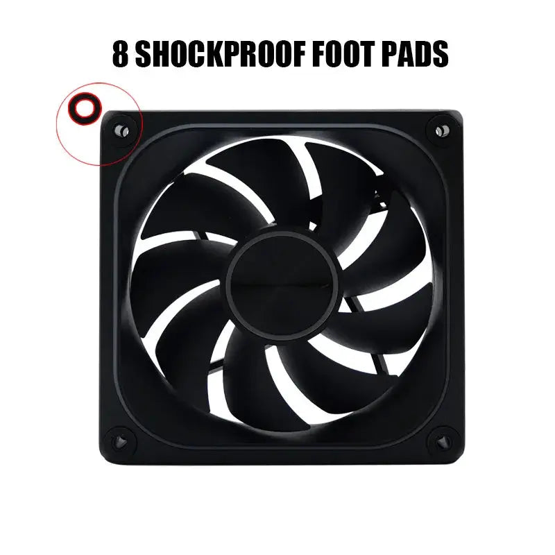 120mm MANMU RGB computer case fan with black frame and rainbow RGB lighting by Simples Market.