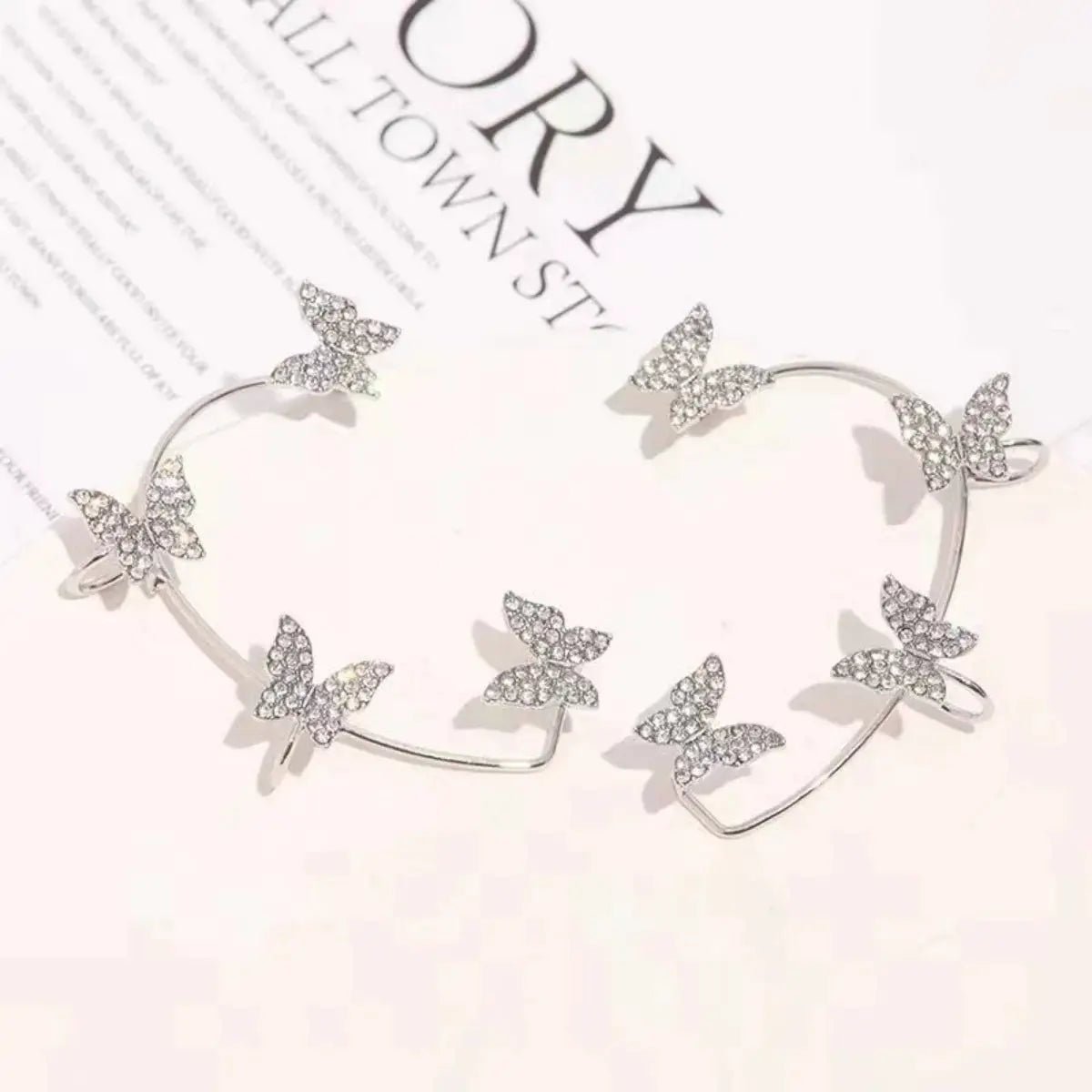 Korean Style Butterfly Ear Clips For Women No Piercing Sparkling Zircon Ear Cuff Earrings Wedding Party Jewelry Gifts - Simples Market