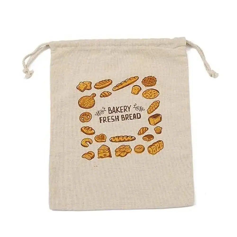 Linen Bread Bags Reusable Drawstring Large Washable Storage for Bread Unbleached Kitchen Organizer