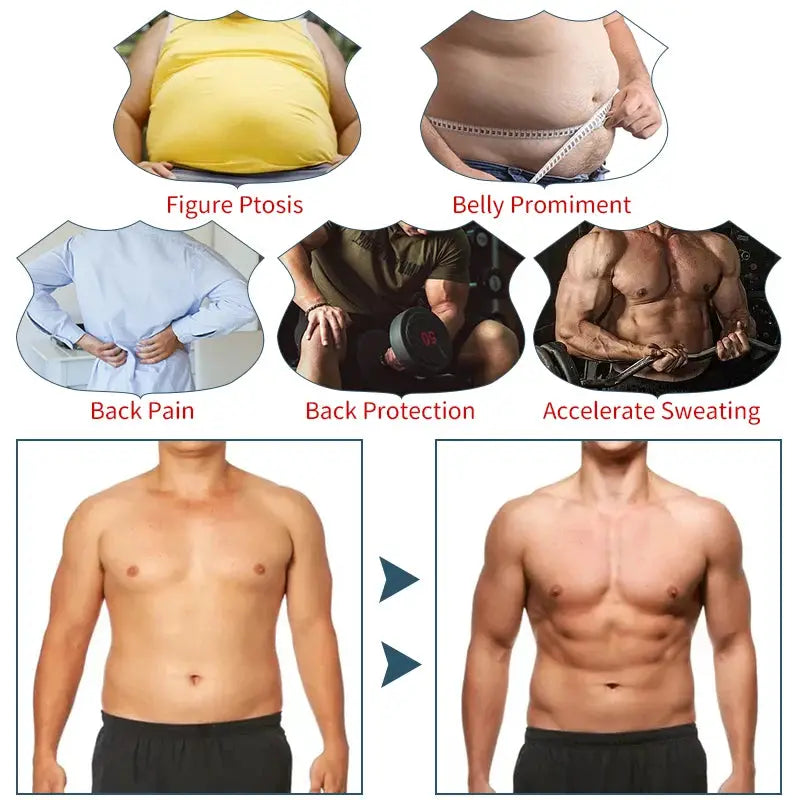 Men's abdomen reducer body shaper sauna vest waist trainer by Simples Market; belly slimming shapewear.