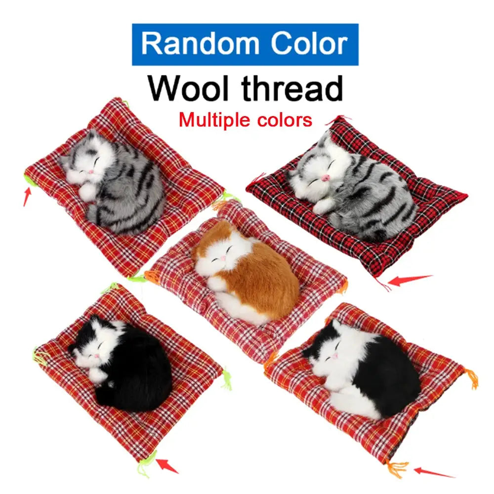 Lovely Plush Kitten Doll Toy For Home And Car Decoration Cute Simulation Sleeping Cat Dashboard Ornament