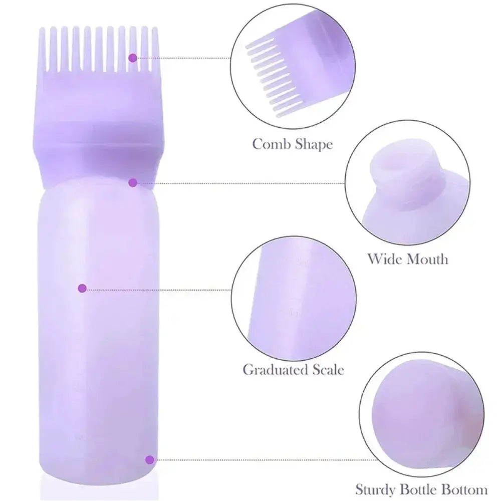 Silicone Shampoo Brush Head Scalp Massage Comb Hair Dye Tint Oil Applicator Bottle With Brush