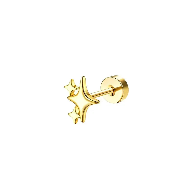 Bobisty 1pc Surgical Stainless Steel Earrings Dainty Flat Back Stud Hoop Cartilage For Sensitive Ears Women