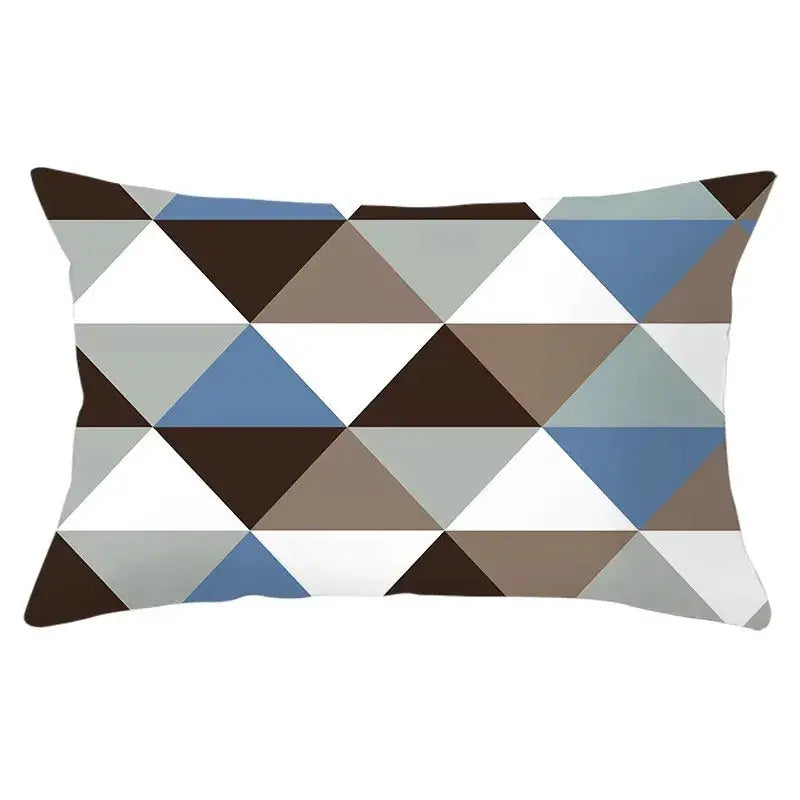 Pillow cover by Simples Market, 30x50 cm, polyester, brown blue gray white triangle pattern for sofa