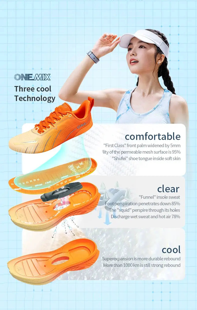 ONEMIX men's running shoes by Simples Market, orange cushioned lace-up sneakers with non-slip outdoor grip
