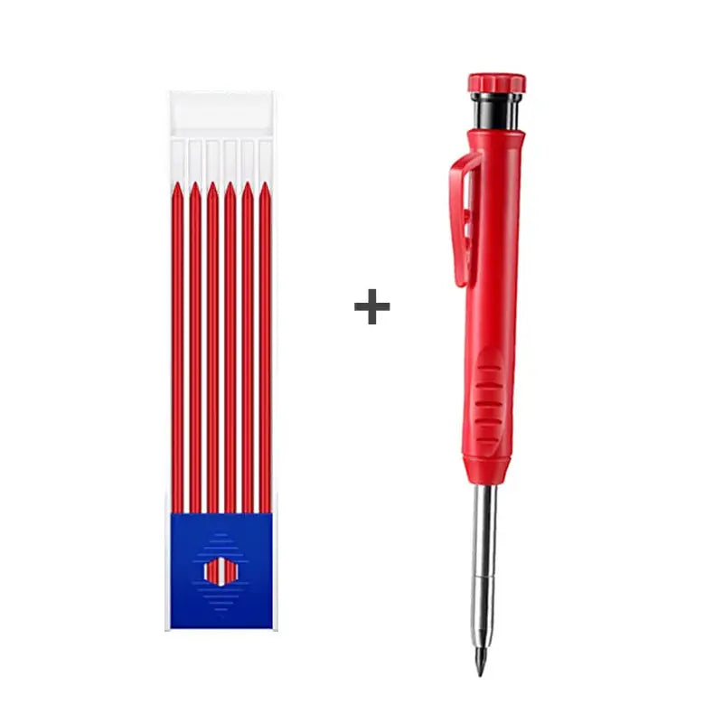Simples Market carpenter pencils 2.8mm red refills and red long-nosed drafting marker with built-in sharpener