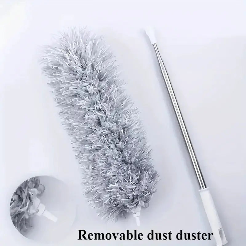 Simples Market 2.8m extendable curved chicken feather duster with metal handle and white grip