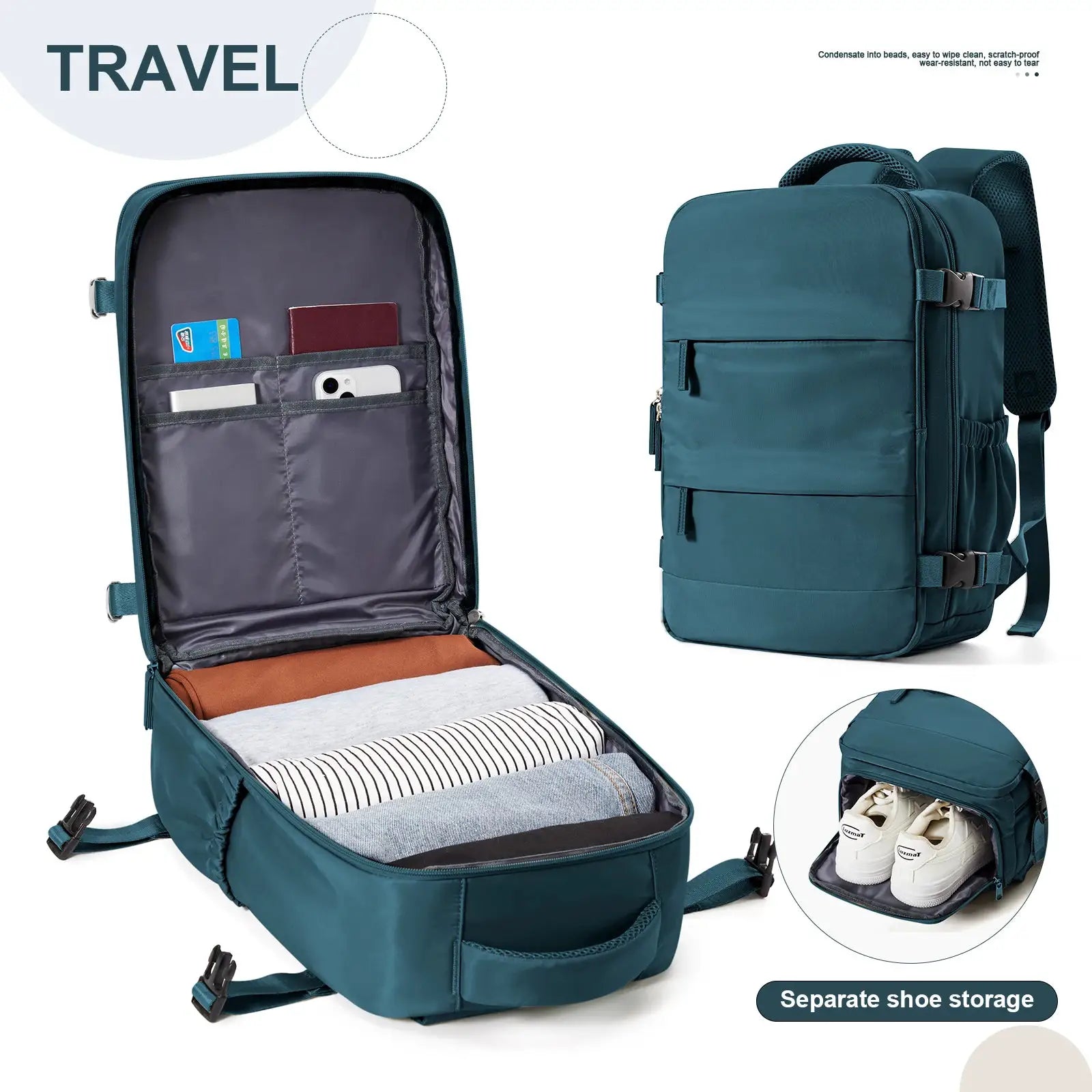 Ryanair Cabin Backpack 40x20x25 Travel Laptop Backpack for Men and Women with 180 Degree Opening
