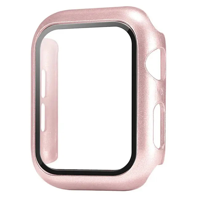 Simples Market Apple Watch case with glass screen protector, rose gold, fits 40–44mm models