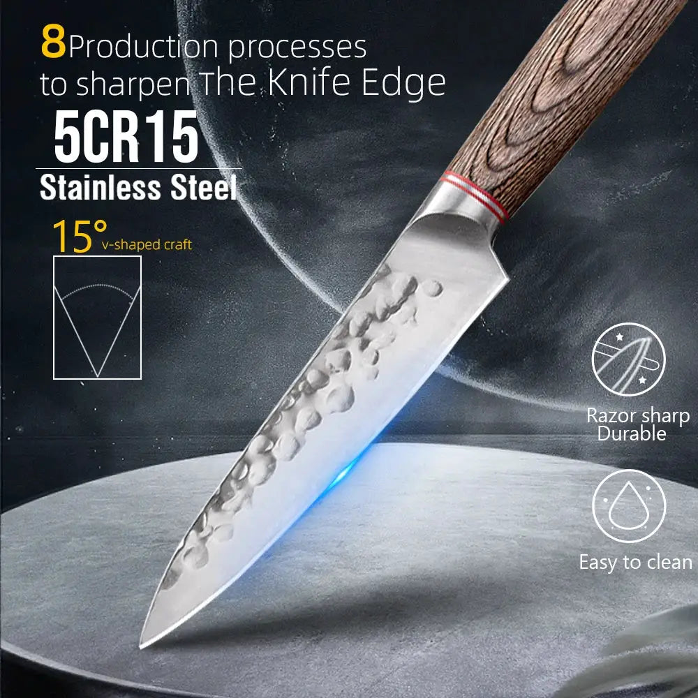 Heritage Forge Hand Forged Kitchen Knife Sharp Stainless Steel Blade For Meat Sushi Vegetables