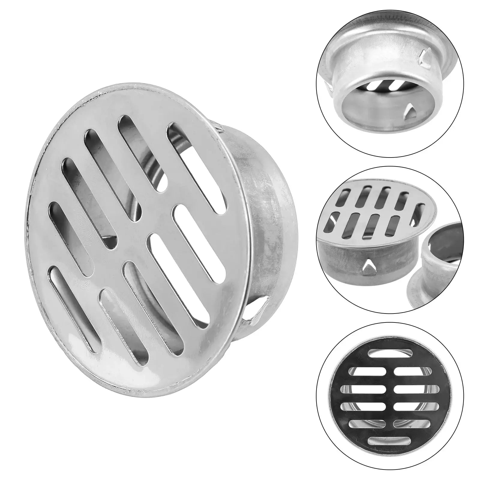 Stainless steel round floor drain strainer with slotted grate for bathroom balcony drainage
