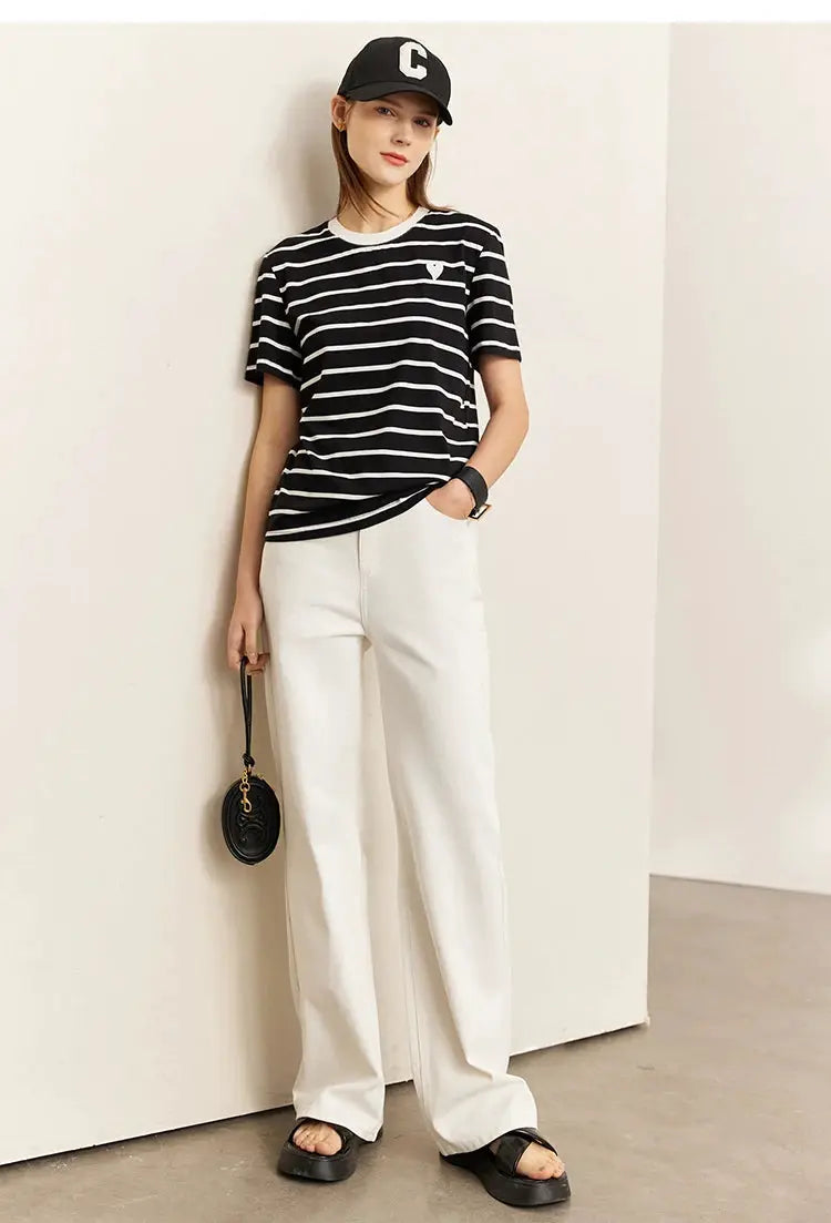 Amii Minimalism Vintage Denim Jeans Women Loose Wide Leg Autumn Pants