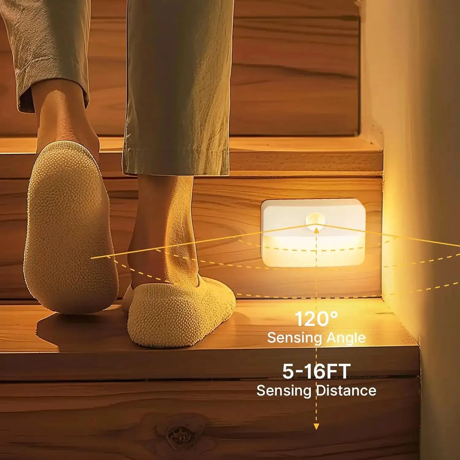 Simples Market LED night light with motion sensor, wireless battery-powered white wall lamp for stairs and bedside
