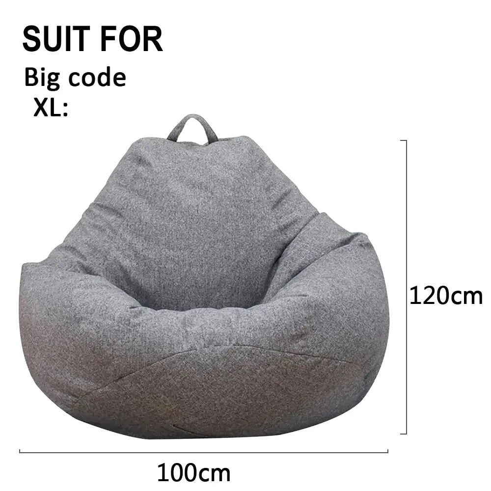 Bean bag lounger sofa cover in gray linen without filler, Simples Market, 100x120 cm