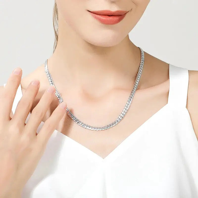 6mm Gold Or Silver Color Sideways Necklace For Men And Women 8 18 20 24 Inch Chain