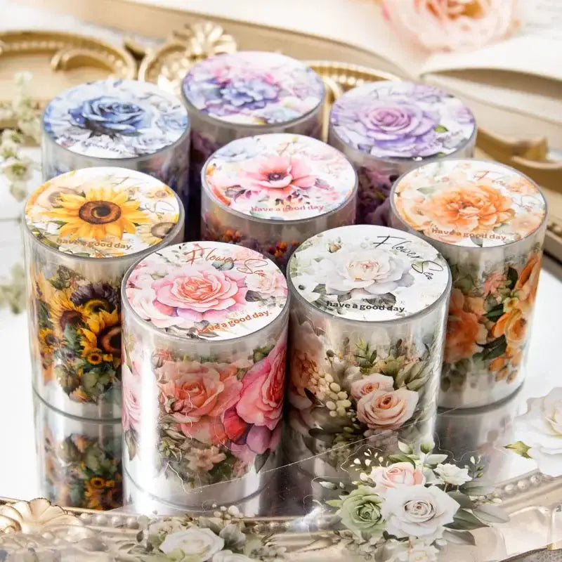 Mr.paper PET Washi Tape Flower Garden Series decorative tape set, 9 floral rolls by Simples Market
