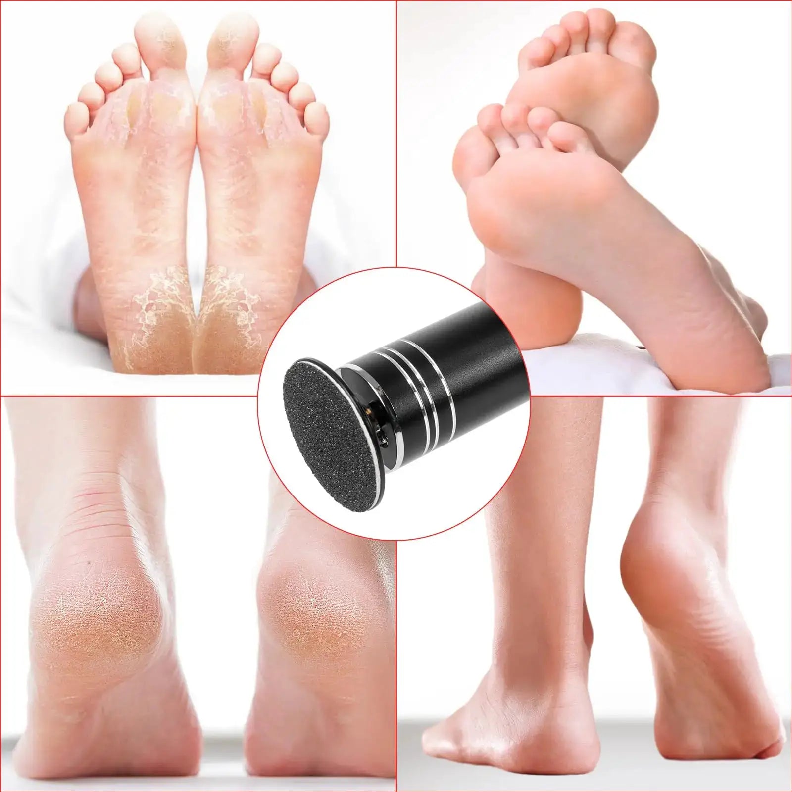 Simples Market electric foot grinder callus remover with 60 replacement sandpaper discs, black pedicure tool