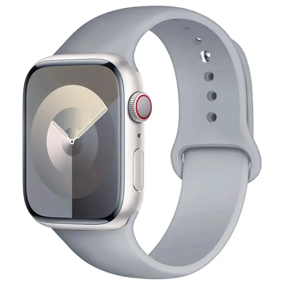 Silicone Apple Watch band in light gray for 38–45mm Apple Watch sizes — Simples Market