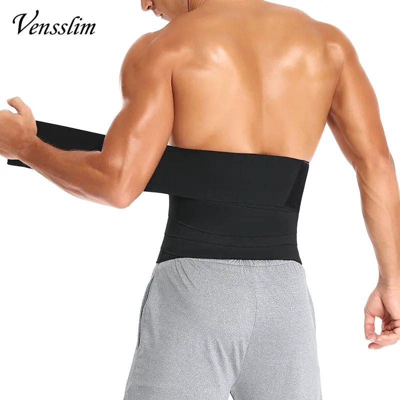 Men's black waist trainer belt, neoprene sauna wrap with adjustable strap, Simples Market