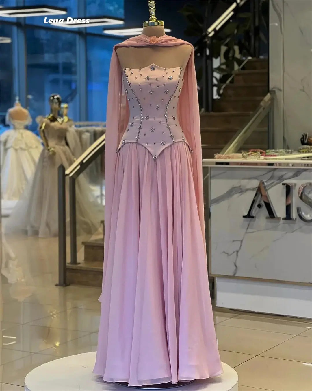 Lena Off Shoulder Prom Dress Satin A Line Ball Gown Custom Made