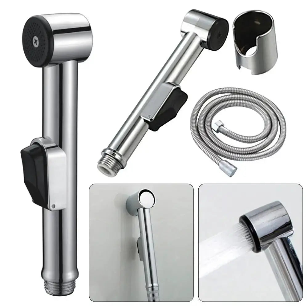 4-piece handheld stainless steel self-cleaning bidet spray kit with adjustable spray, hose and wall mount Simples Market