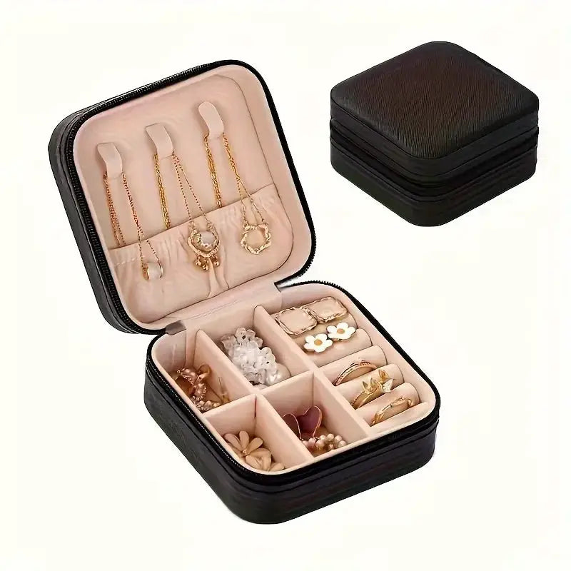 Square Jewelry Organizer Box With Lid Travel Case For Earrings And Necklaces And Rings Six Color Options Gift For Women