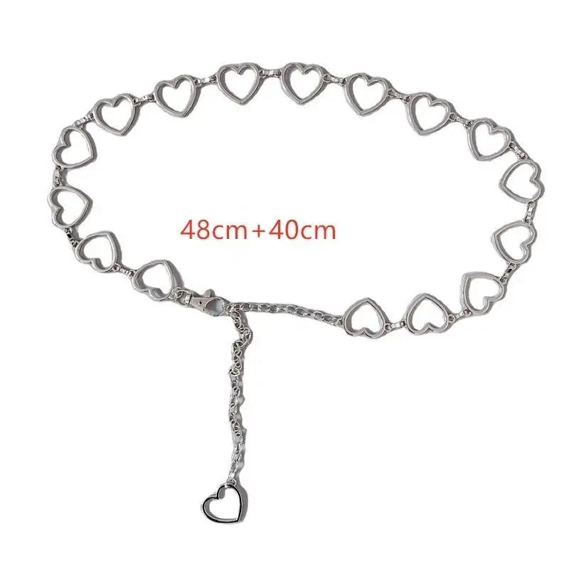 Women Heart Shaped Metal Waist Chain Belt For Fashionable Waistband Accessory Boho Style Jewelry