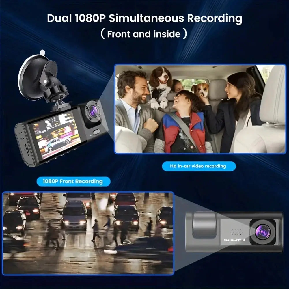 Simples Market 1080P two-camera Dash Cam for cars (front and inside) with IR night vision, wide-angle